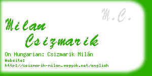 milan csizmarik business card